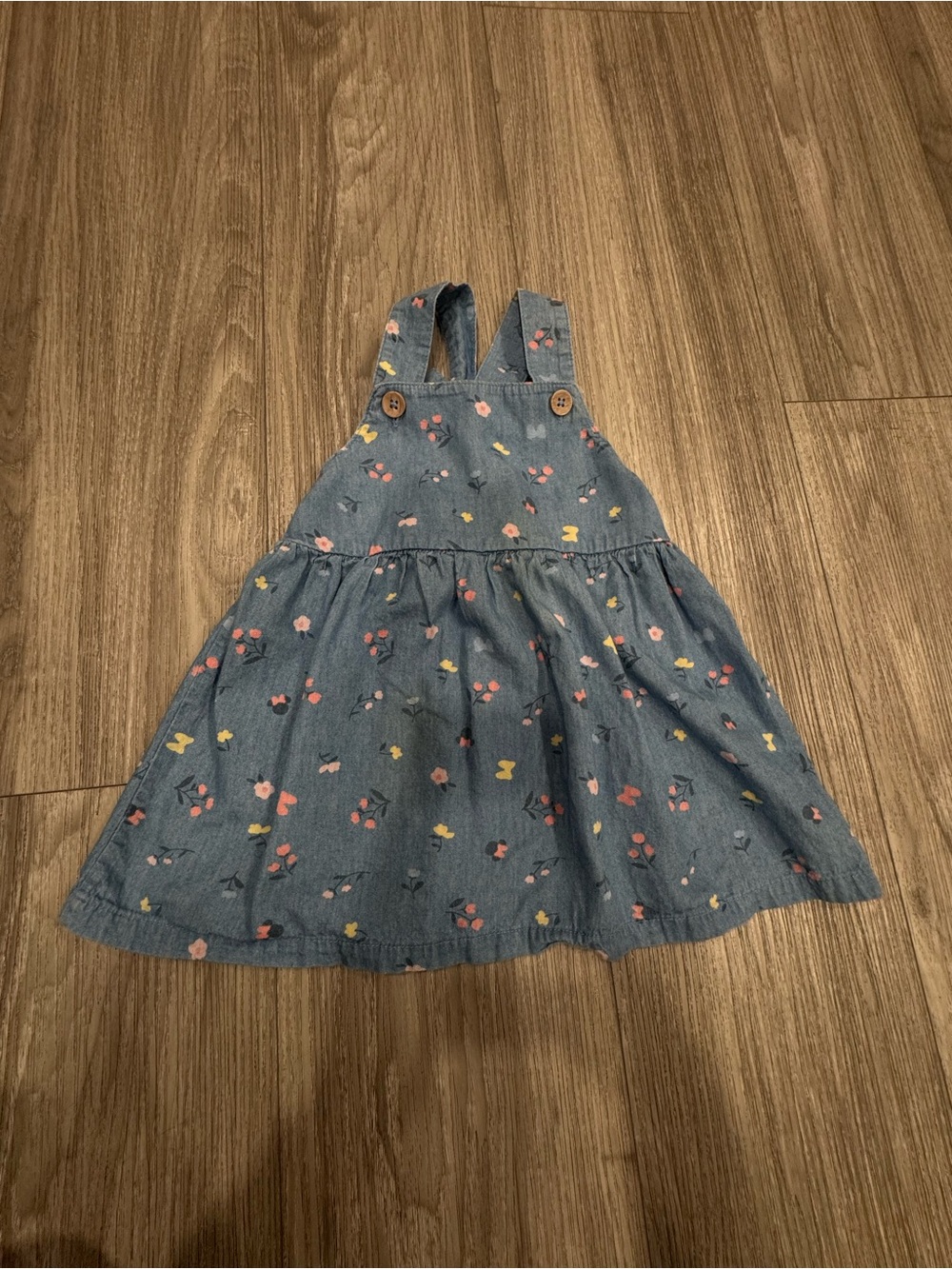 Disney Blue Floral Denim-Effect Pinafore Dress - Read Description